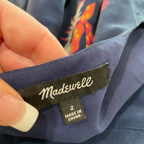 Madewell Navy Short Tie Sleeve Poppy Print Dress Size 2 - Picture 6 of 8